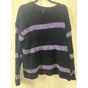 Allie & Rob Womens Blue Sweater Size XL Striped Comfy Warm Casual Preppy‎ Knit